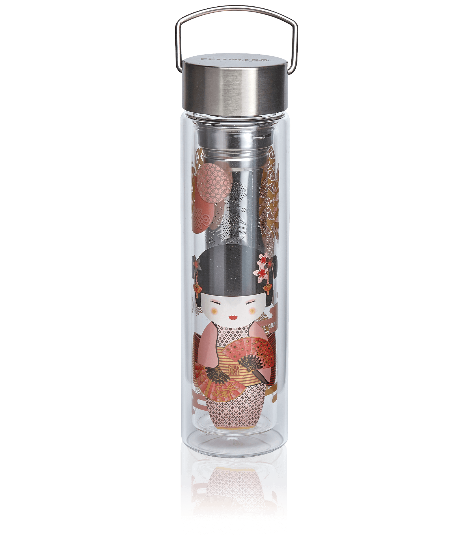 Th&eacute;i&egrave;re nomade en verre 35Cl-EIGENART Motif NL Geisha Rouge