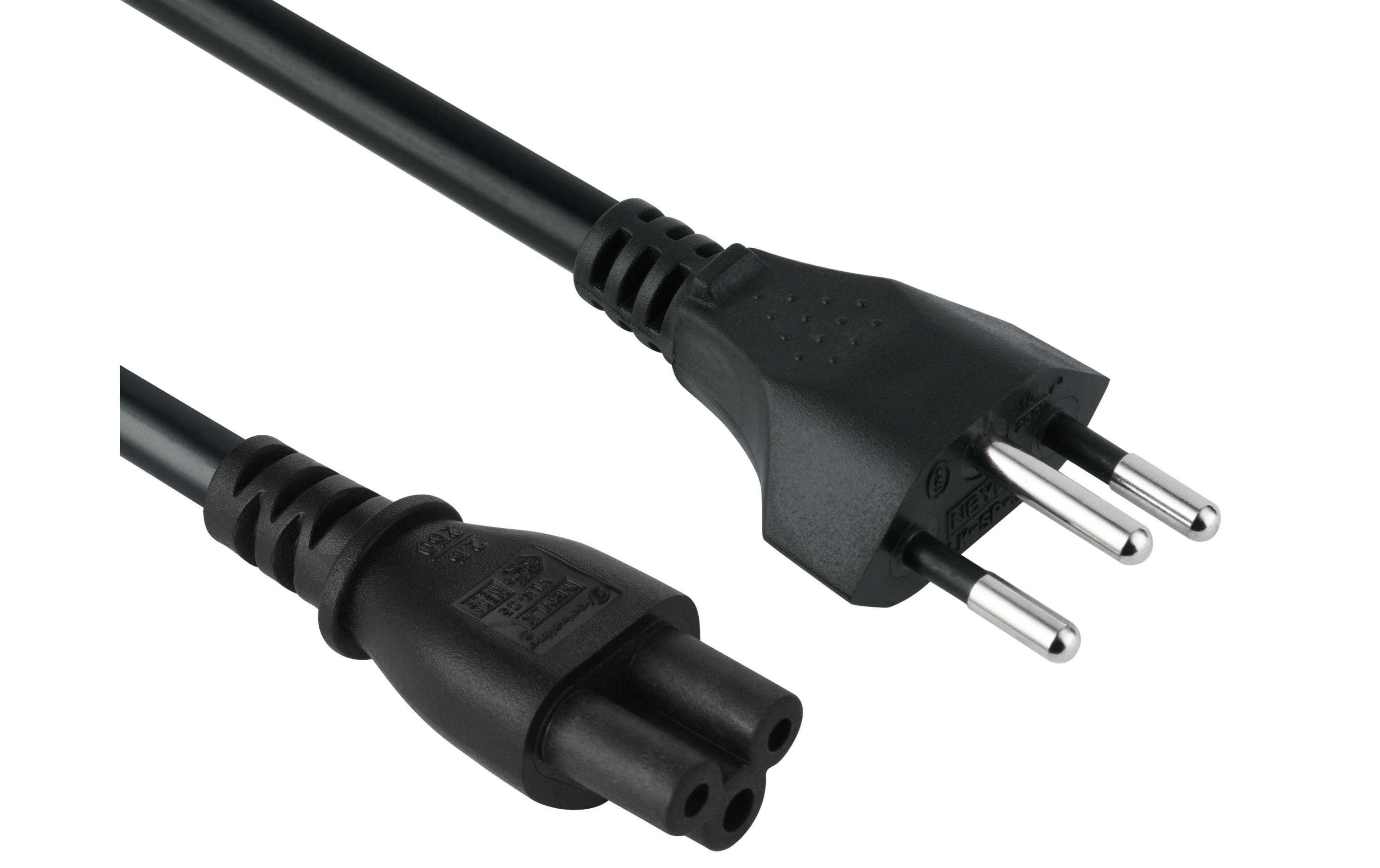 Netzkabel 2 m C5 - T12 Schwarz230 V Netzanschlusskabel für Notebook
