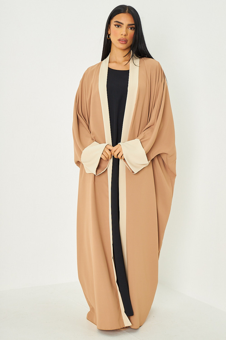 Kimono bicolore à bandes camel