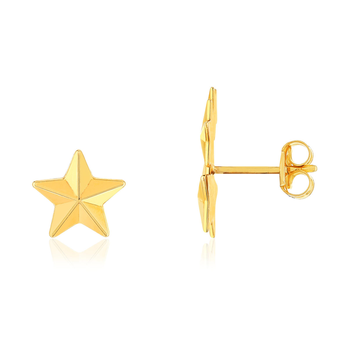 Boucles d'oreilles or 375 jaune, motif étoiles