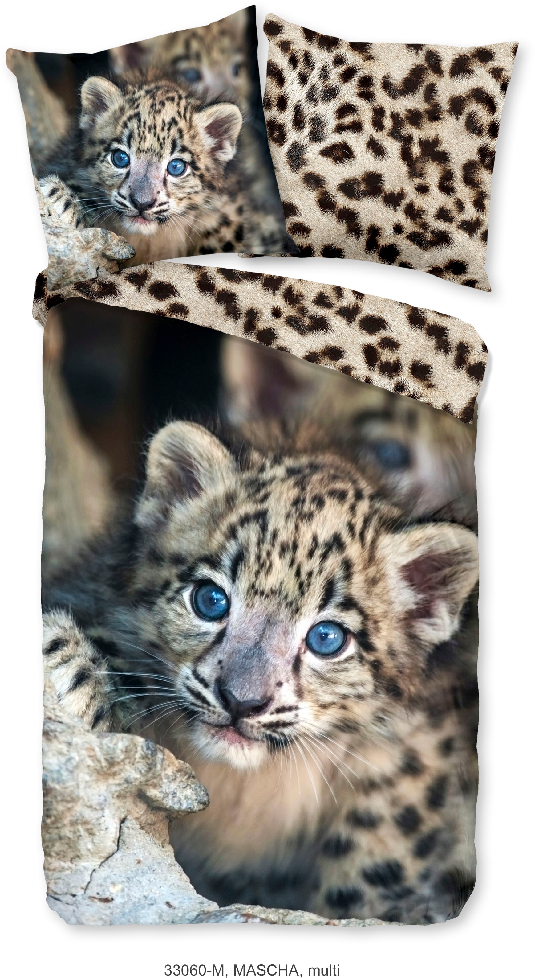 PURE luxury collection Kinderbettwäsche »Mascha« 2 Stk. tlg. Mikrofaser, 135x200, Pflegeleicht, Reissverschluss, Wende Kind, Leopard