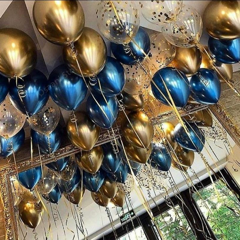 (50er Set) Ø30cm Party Deko Ballons Latex Metallic Luftballons - Bunt