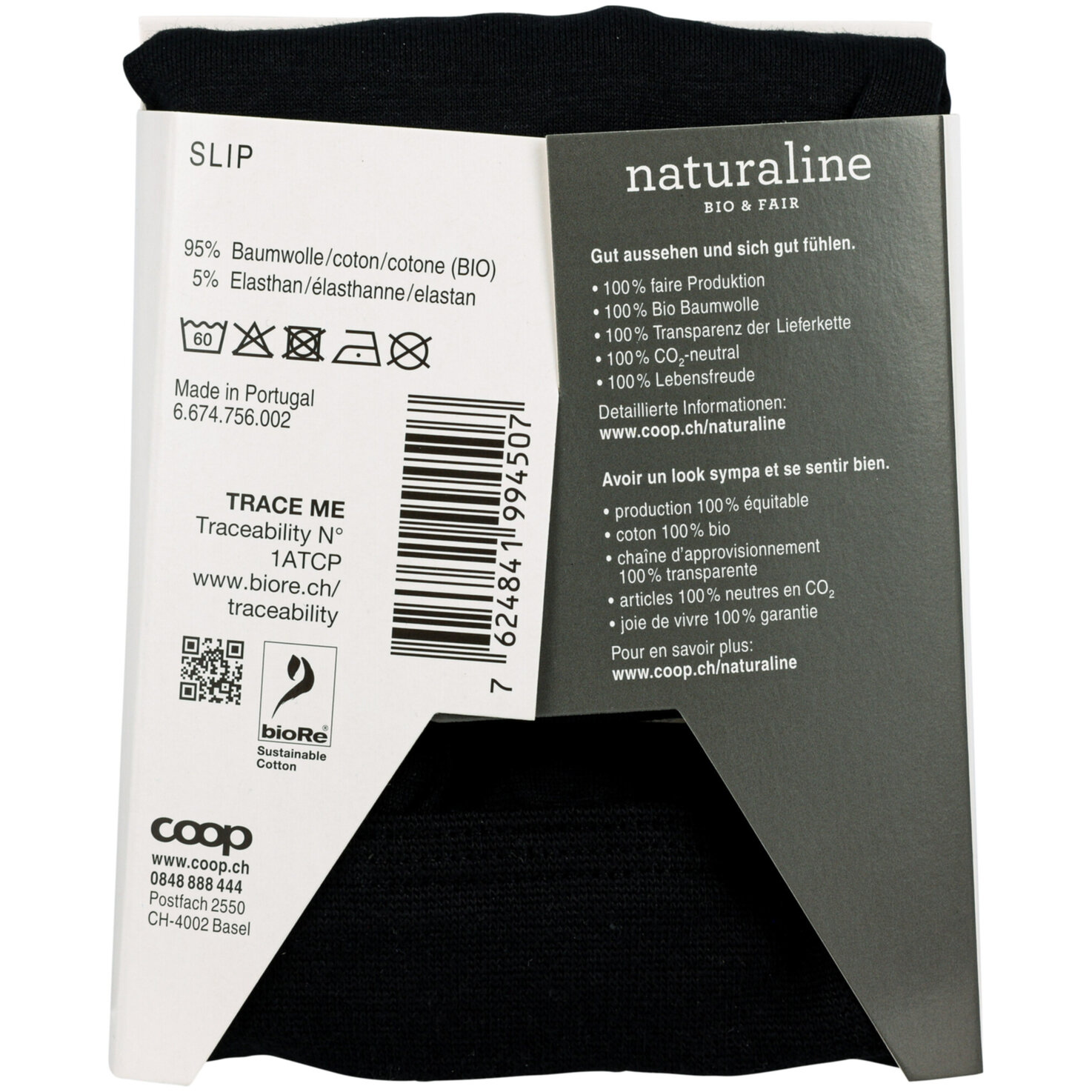 Naturaline Herren Slip Schwarz M