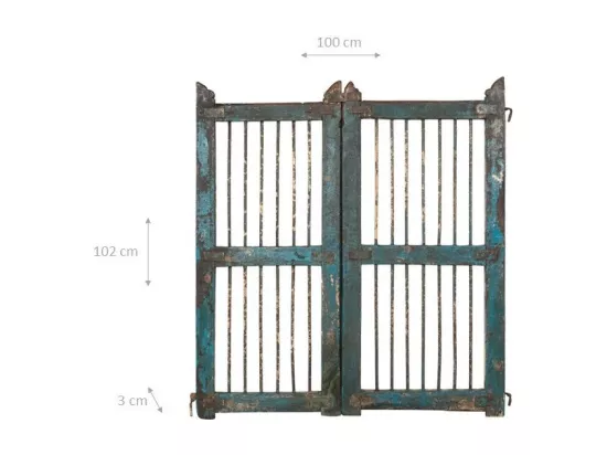 BISCOTTINI Portail - Bois Massif et Fer Finition Antique - Clôture en Fer - Portail en Métal - Porte Décorative - Portail d'Entrée - Clôture en Bois - Intérieur et Extérieur - 100x6x102cm