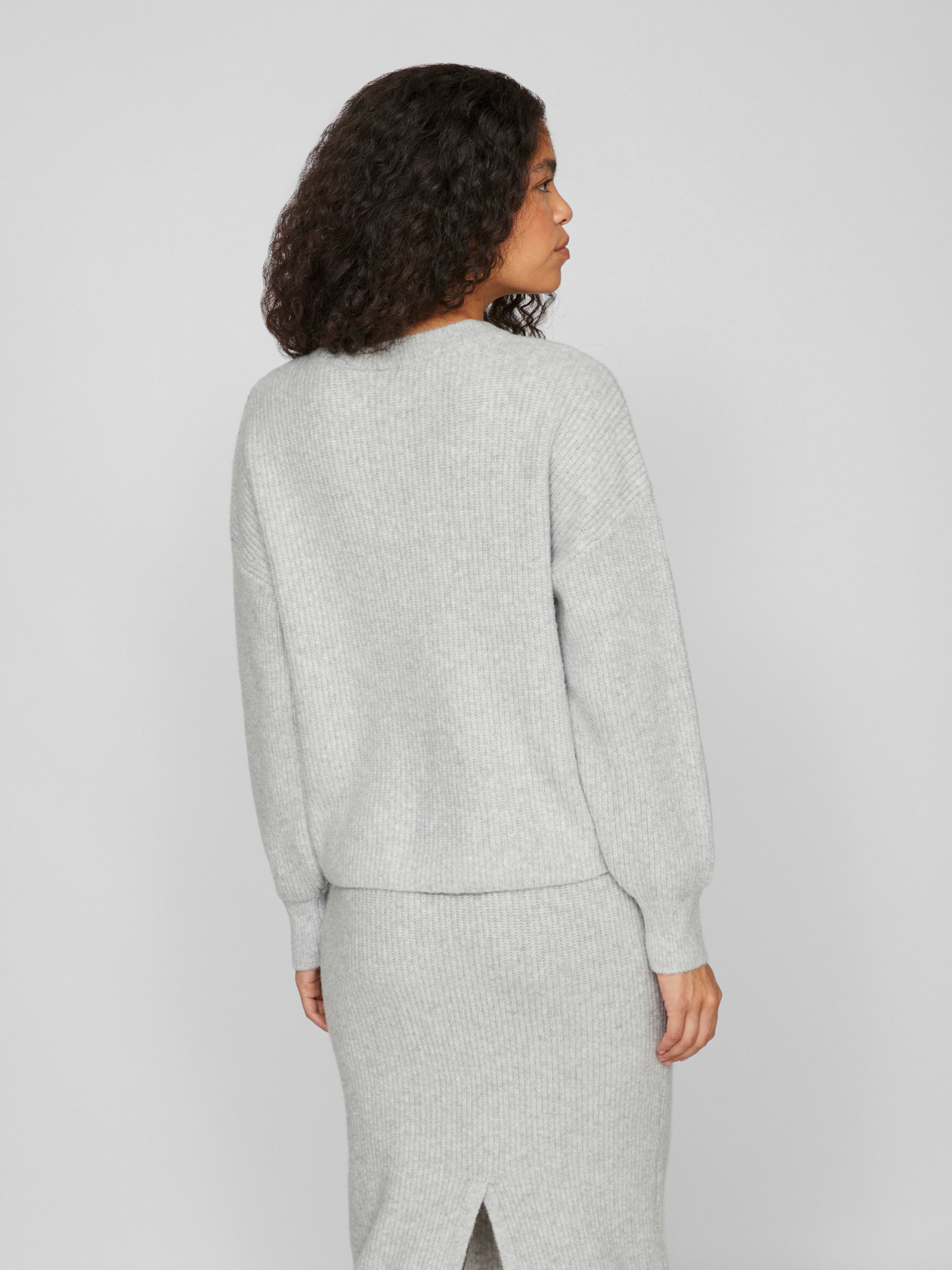 Vila  Vikachel O-Neck L/S striktrøje - Light Grey Melange