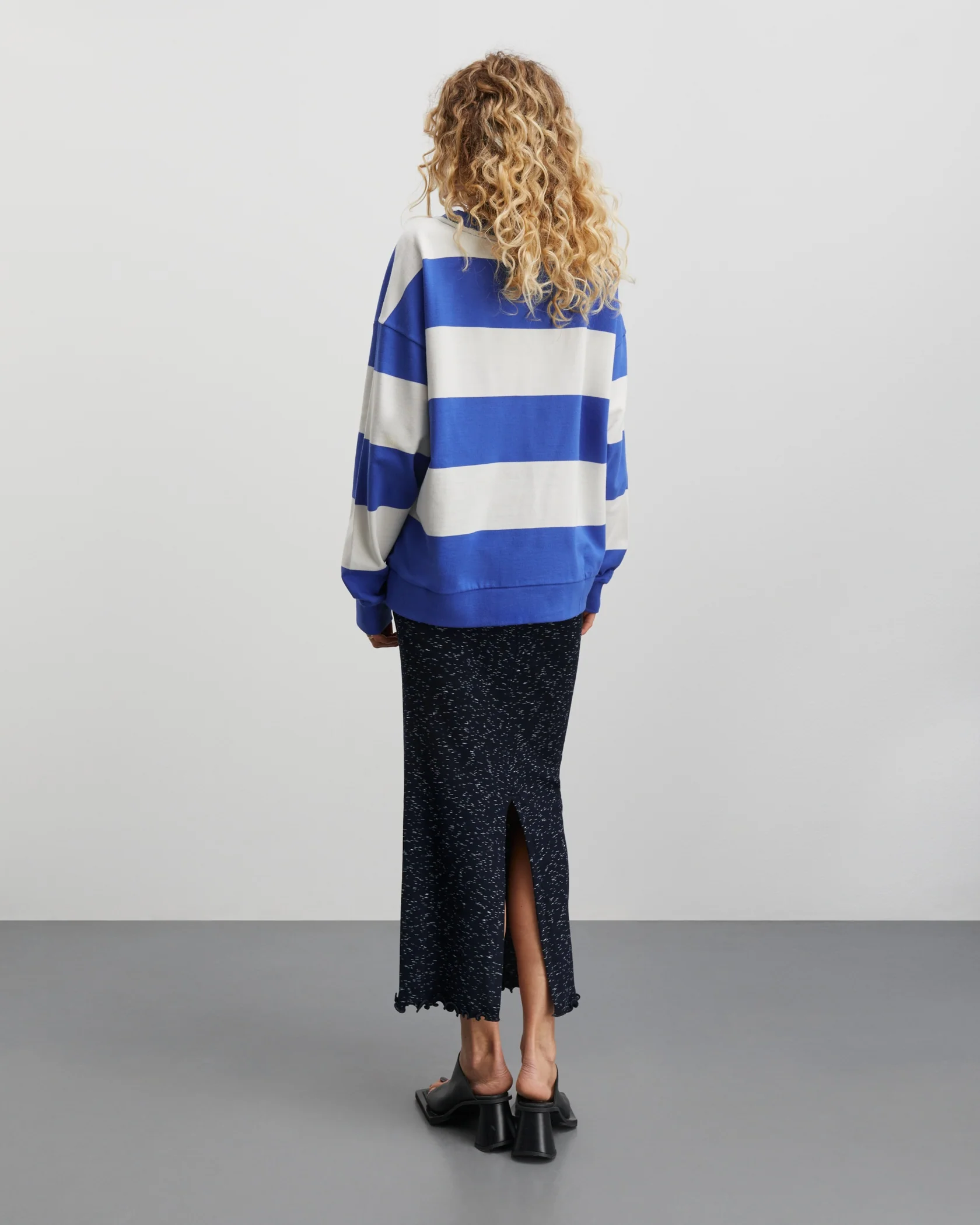 Mads Nørgaard  Airy Stripe Denver sweatshirt - Amparo Blue/Cloud Dancer