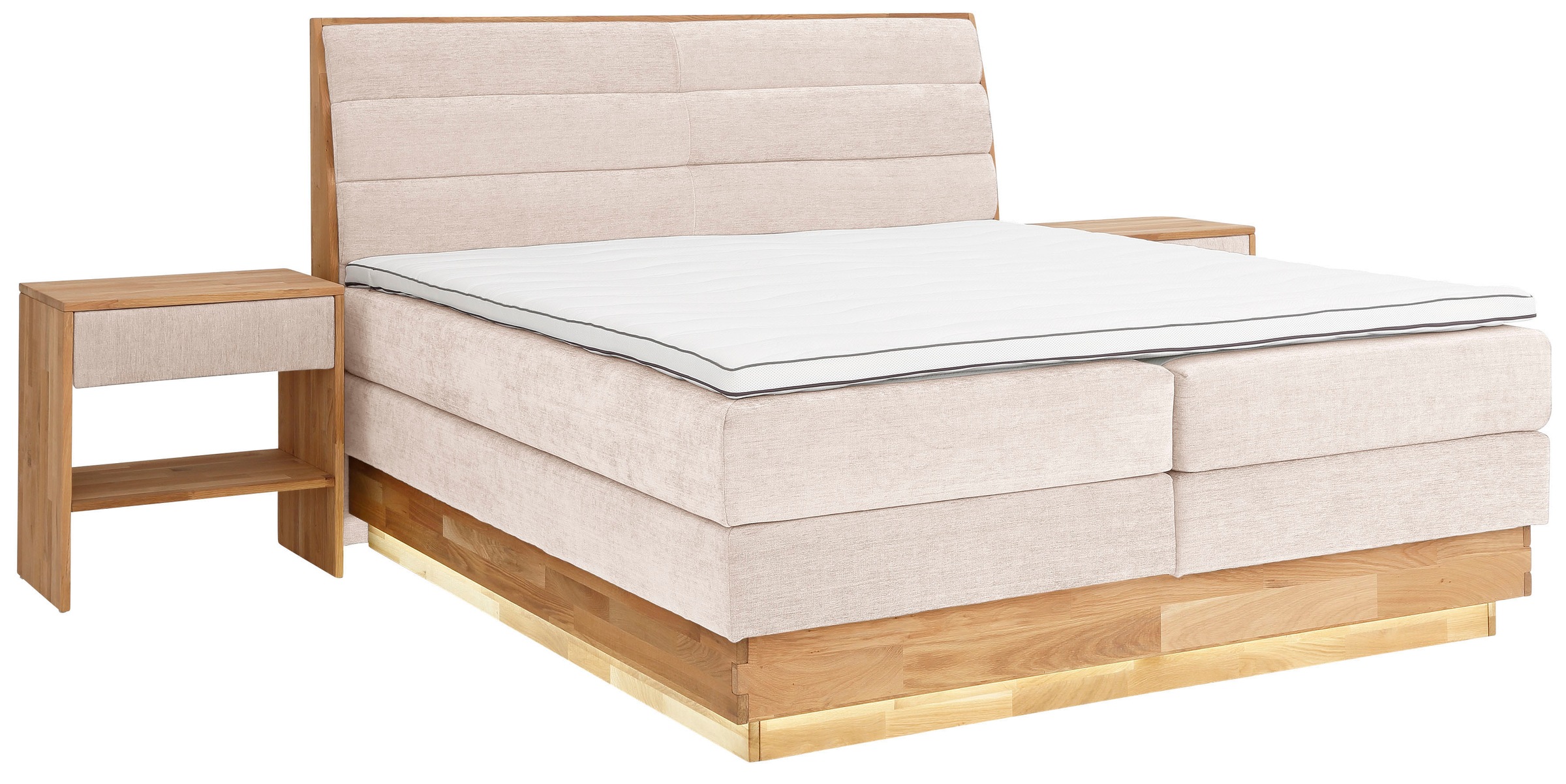 GOODproduct Boxspringbett »JENNA in verschiedenen Farben und Breiten erhältlich« LED-Beleuchtung, mit zertifizierten, recycelten Bezugsstoffen
