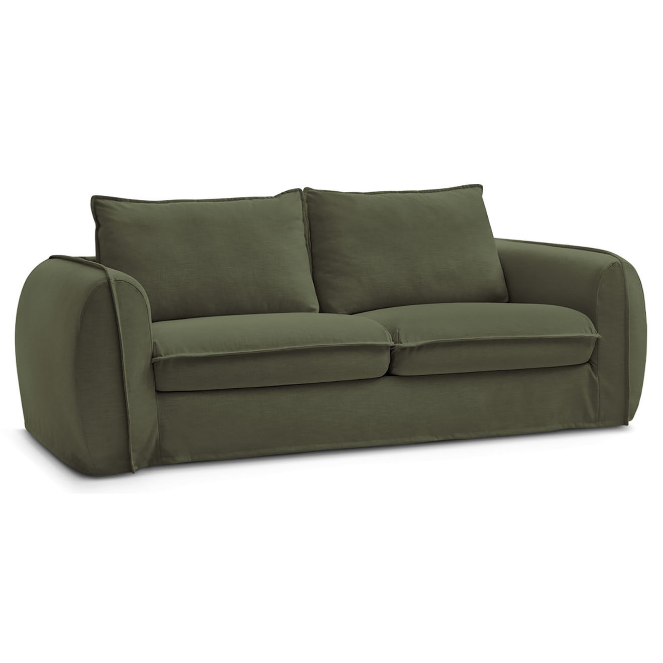 Bobochic Canapé droit convertible express 3 places Archimède 160 vert - 236x106x93 cm