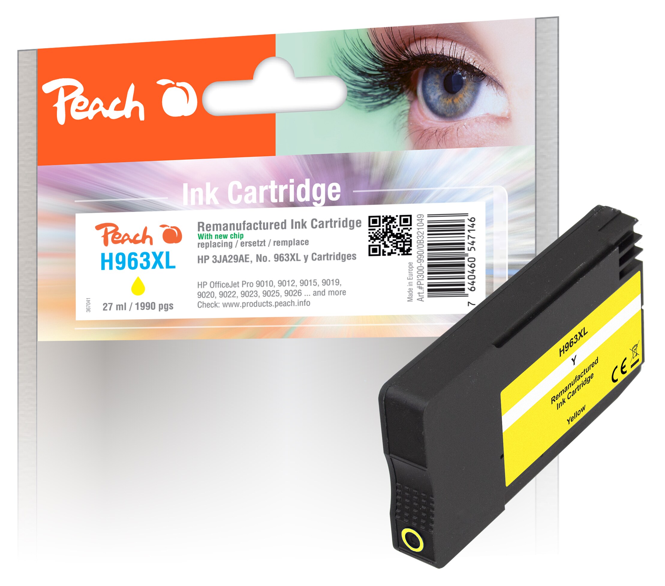 Peach Tintenpatrone gelb HC kompatibel zu HP No. 963XL Y, 3JA29AE (wiederaufbereitet)