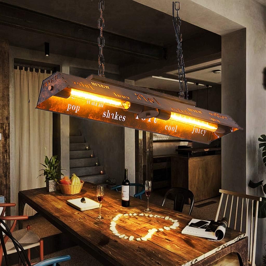 Schmiedeeisen Pendellampe Retro Eisenkunst Industriellen Stil Metall Hängeleuchte Vintage Kreative Brief Pendelleuchte E27 Höhenverstellbare Hängelampe Esszimmer Wohnzimmer Bar Café Küche Kronleuchter