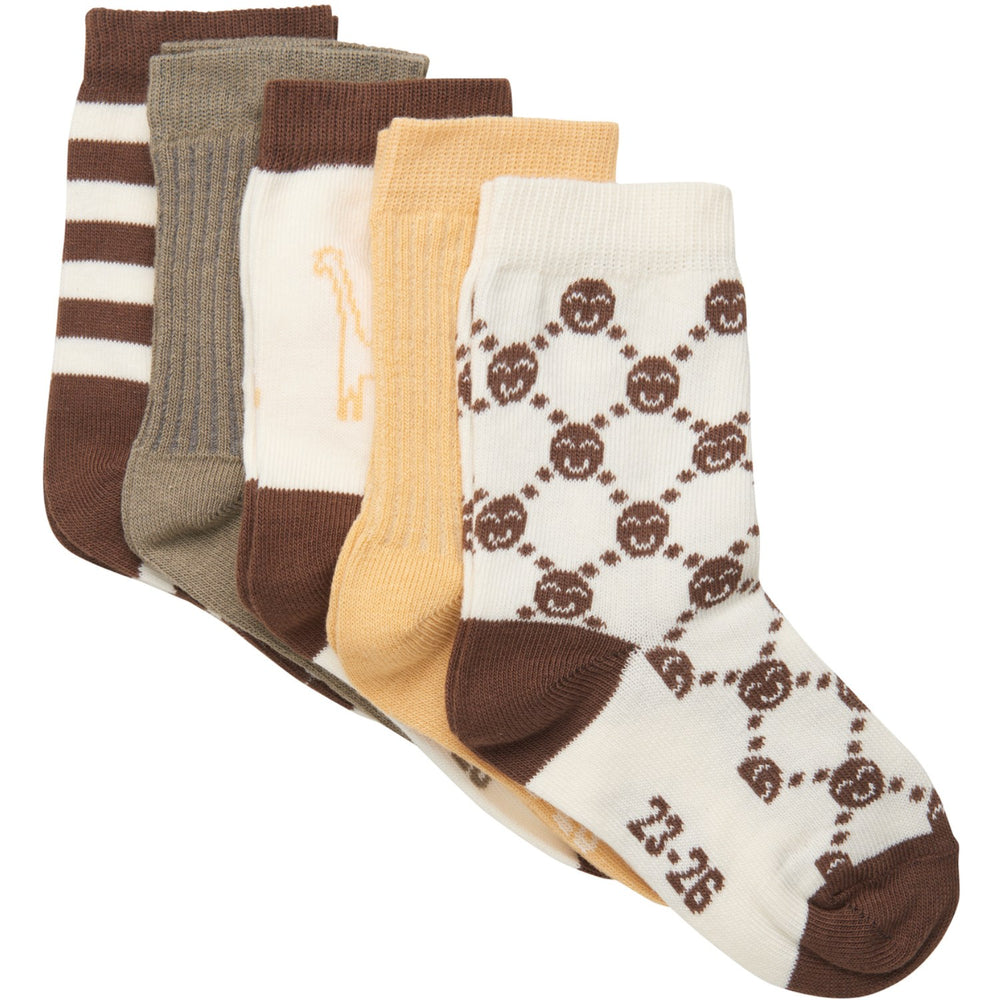 Køb Minymo Cocoa Brown Strømper M/ Pattern 5-Pack