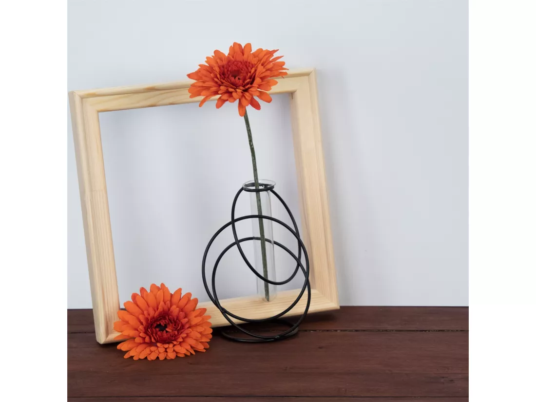 VASE À FLEURS Fleur Métal avec tube à essai noir