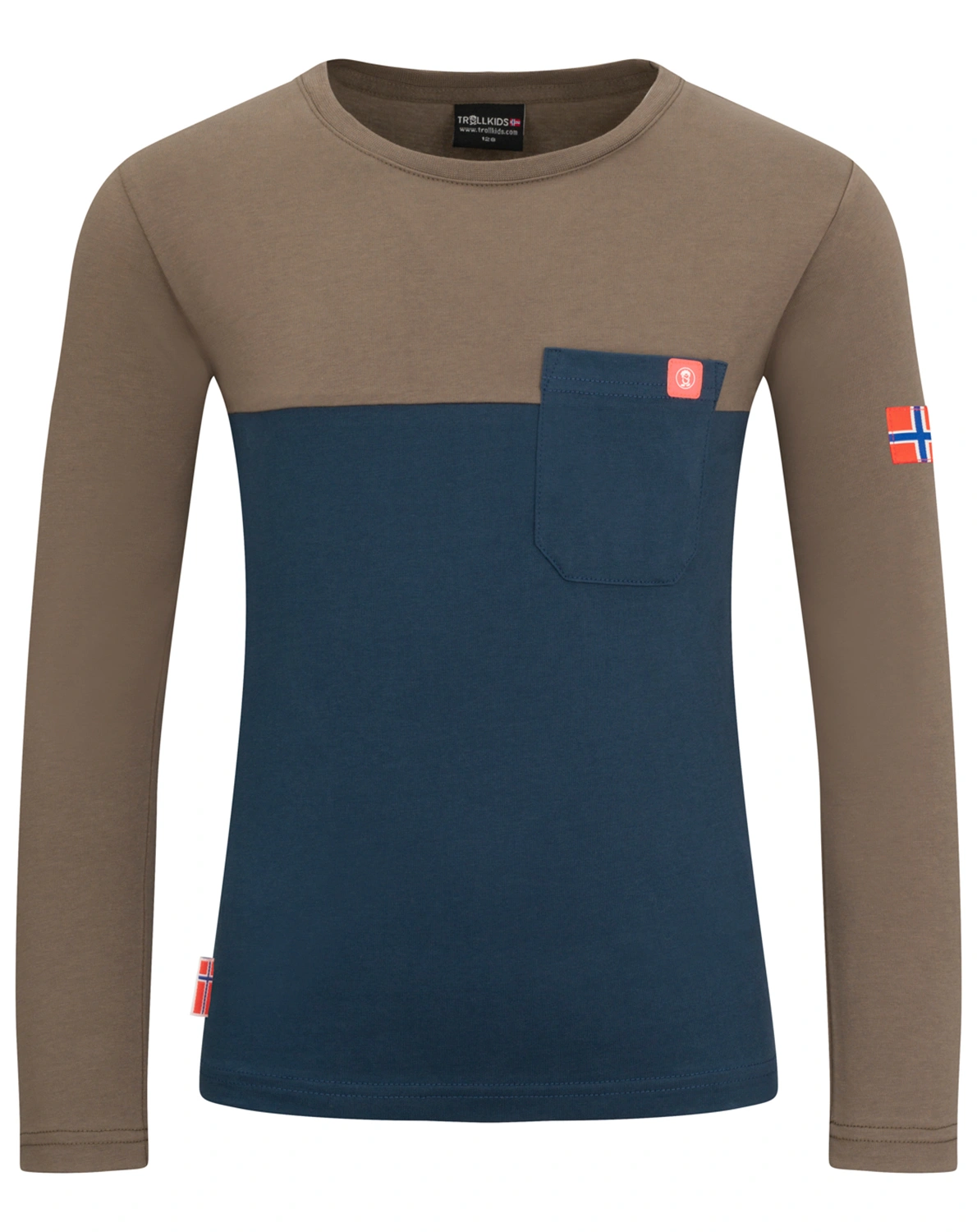 Langarmshirt BERGEN in mocca brown/dark navy