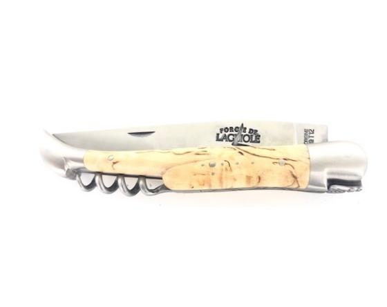 Laguiole Tradition 12 cm - 2 mitres - 2 pièces - Bouleau Madré Couteau de Poche Forge de Laguiole