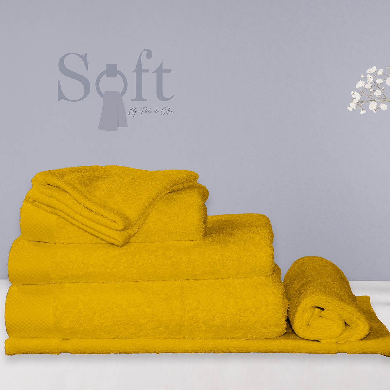 Soft by Perle de Coton Drap de bain safran - 100x150 cm