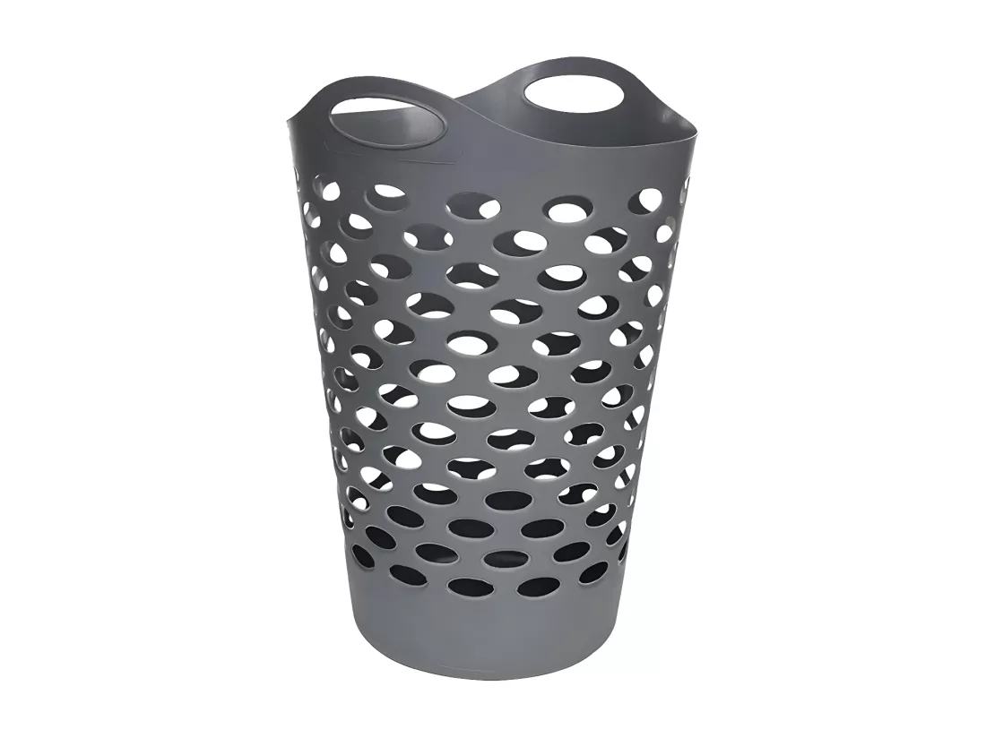 Corbeille à linges flexible 60L - Gris - H 66 cm