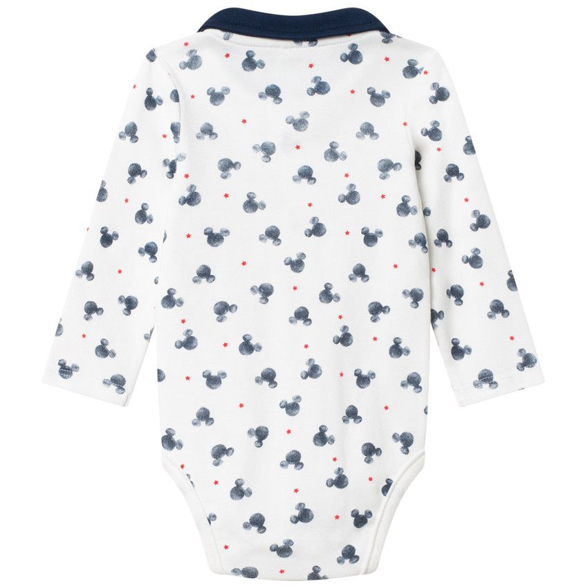 Body manches longues style polo Mickey Disney - Ecru