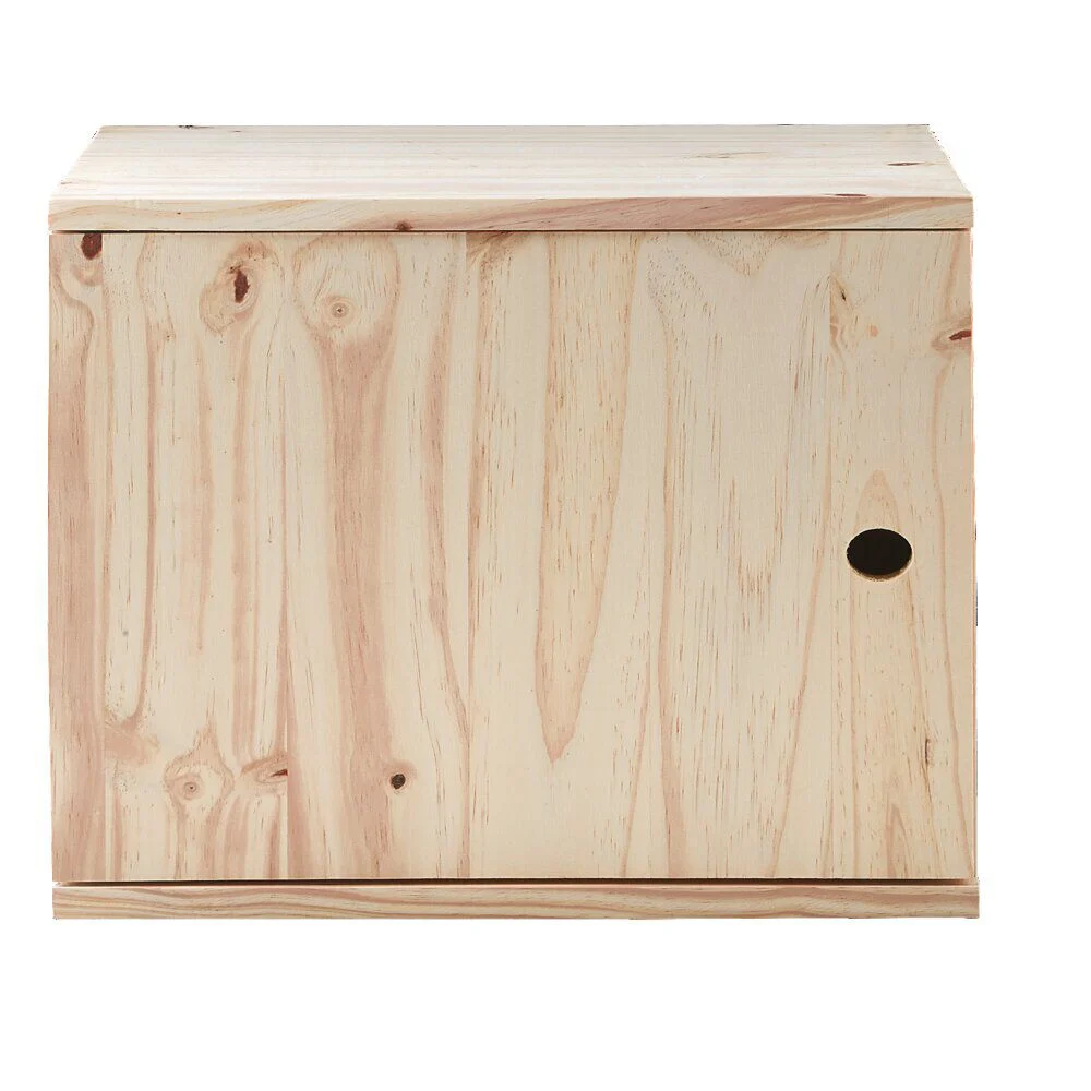 Cube de rangement 1 porte pin naturel