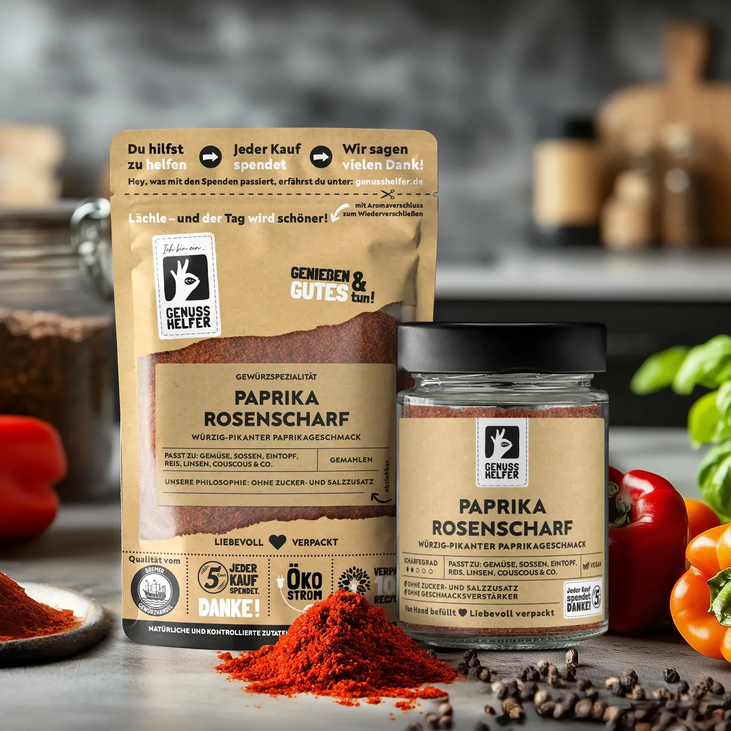 Paprika rosenscharf, gemahlen, 3er Pack