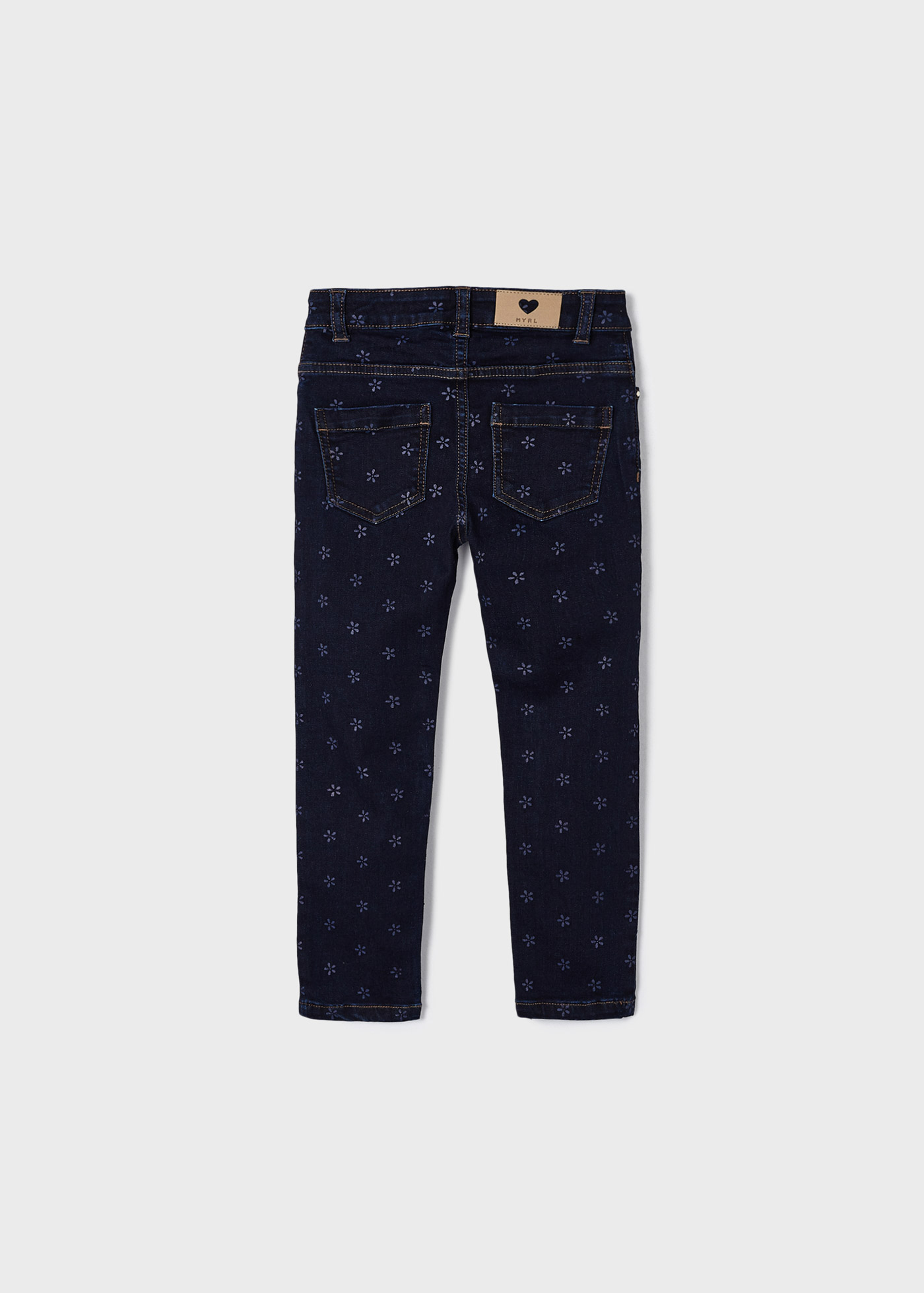 Calça jeans skinny estampada para meninas