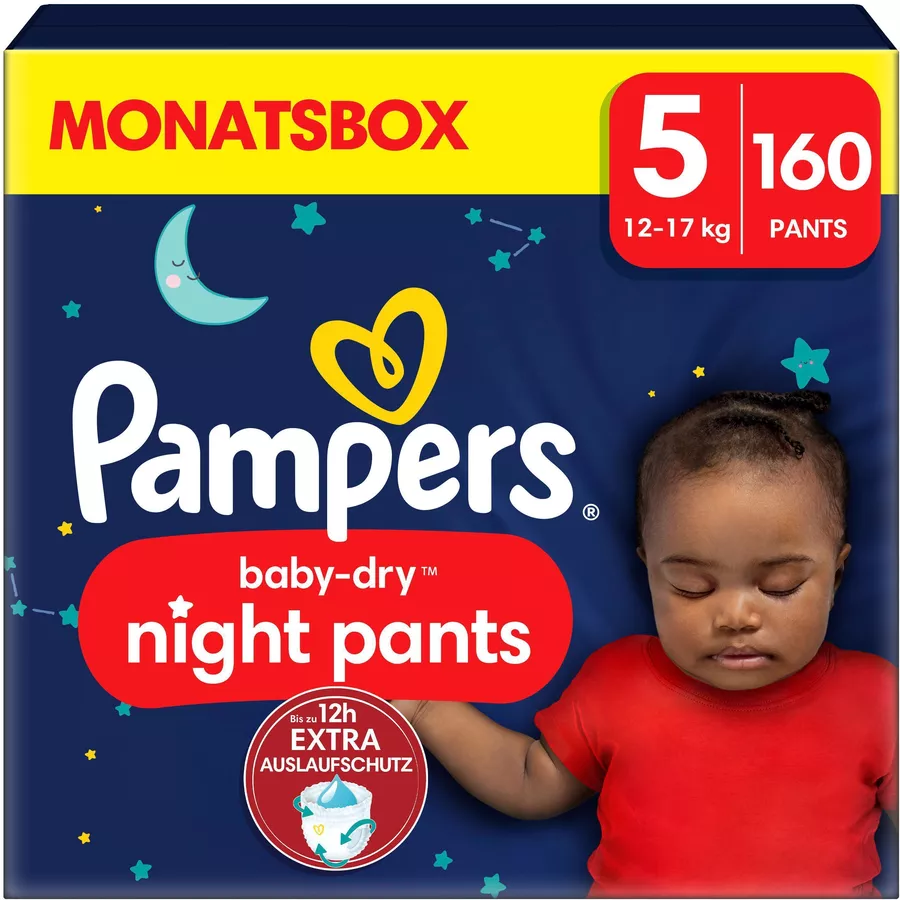 Pampers Baby-Dry Pants Night, Gr. 5 12-17kg, Monatsbox (1 x 160 Pants)