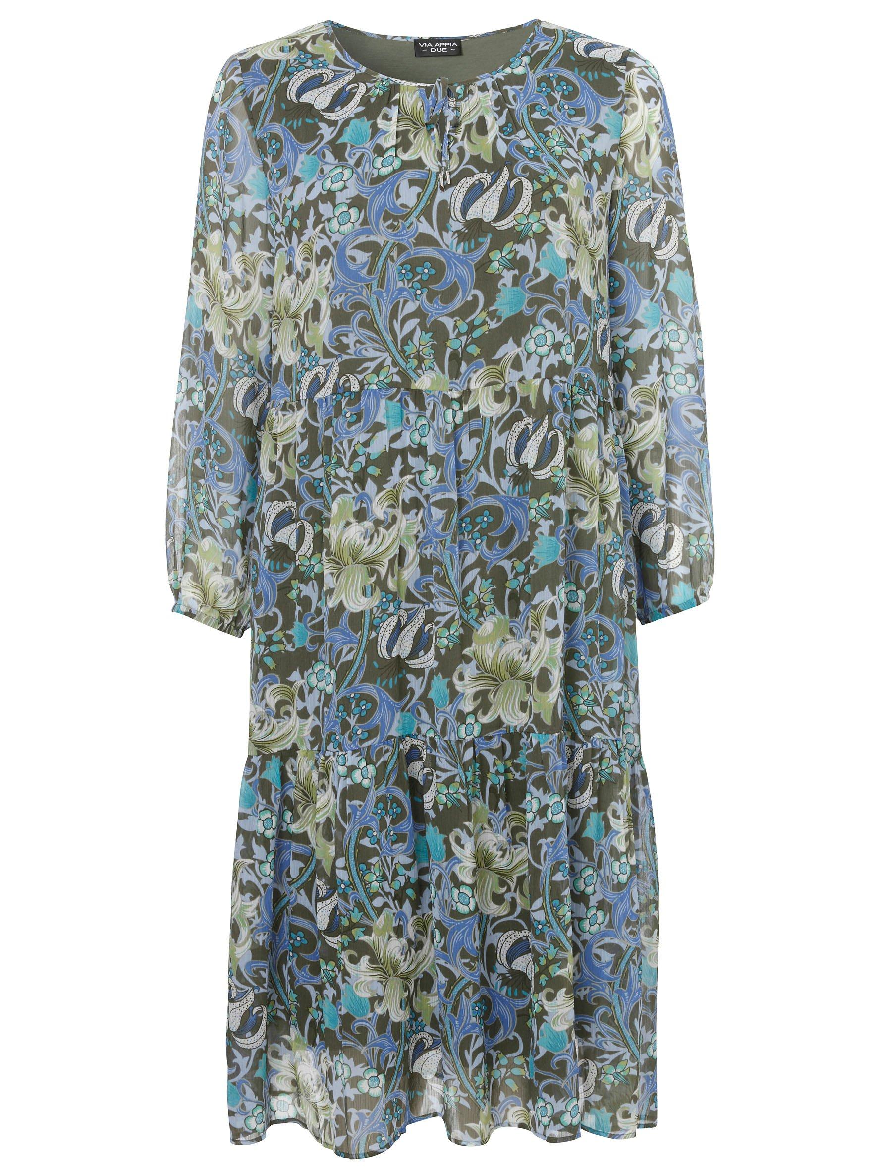 Gefüttertes Chiffonkleid mit Blumendruck