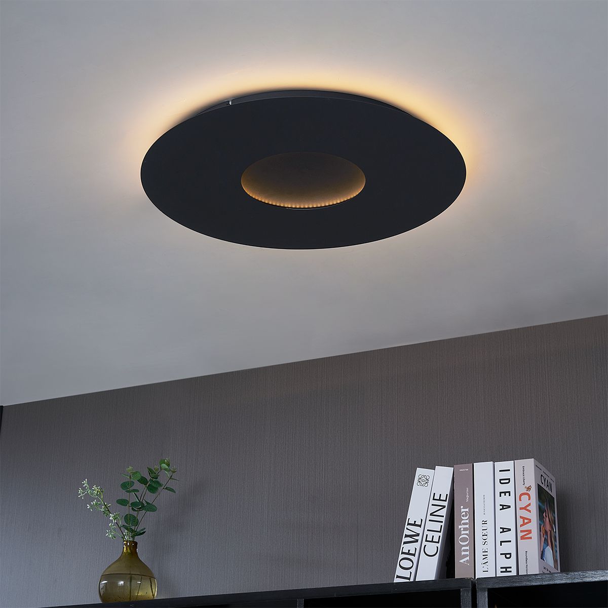 Moderne plafondlamp zwart 60cm incl. LED 3-staps dimbaar - Morning