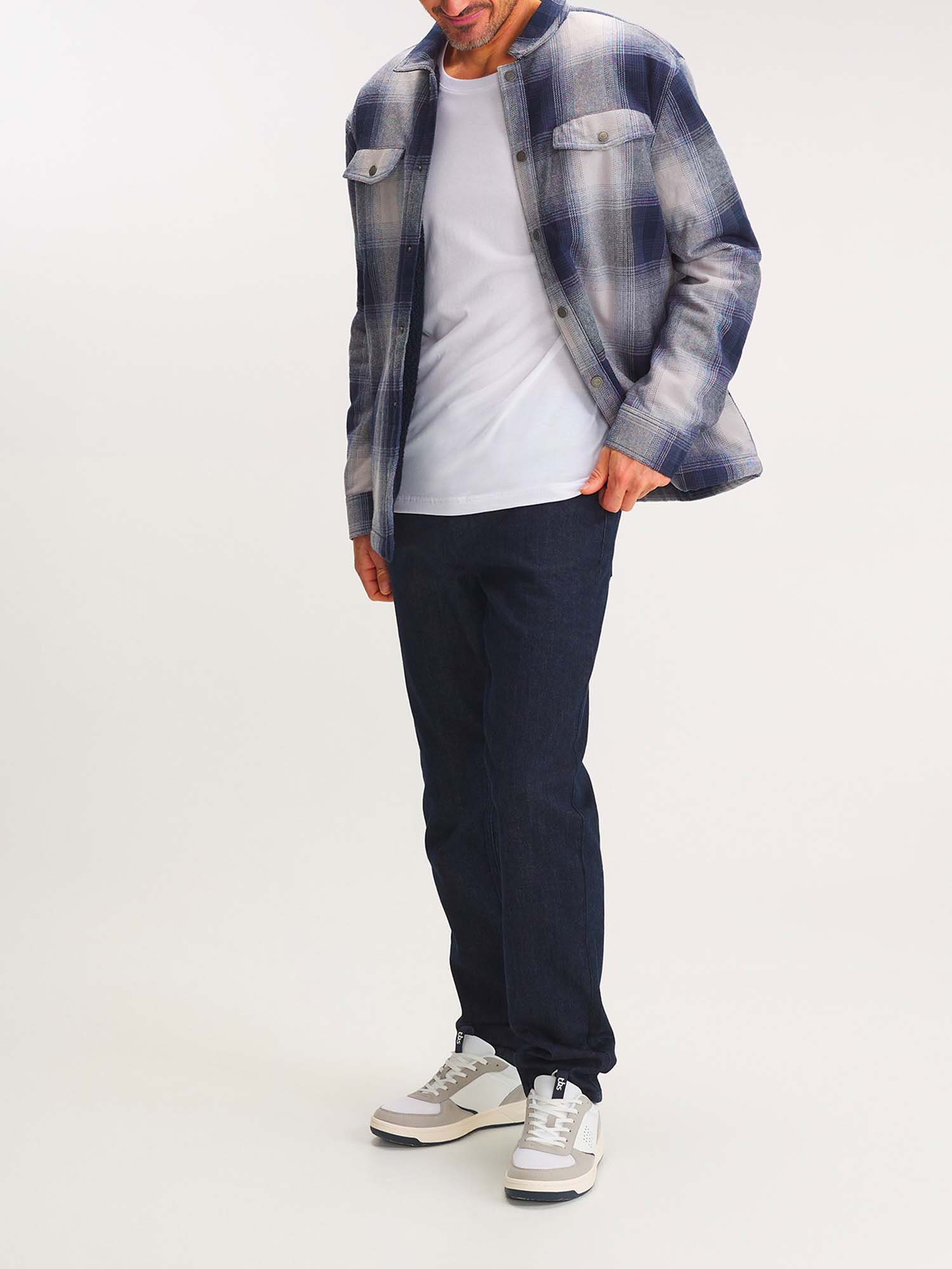 Surchemise Homme en Flanelle Carreaux Marine