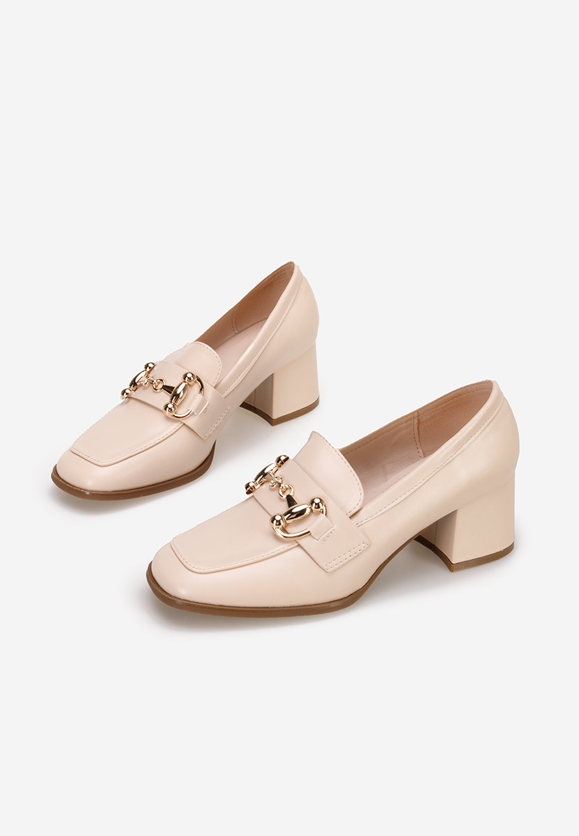 Mocassins à talon beige Ixea