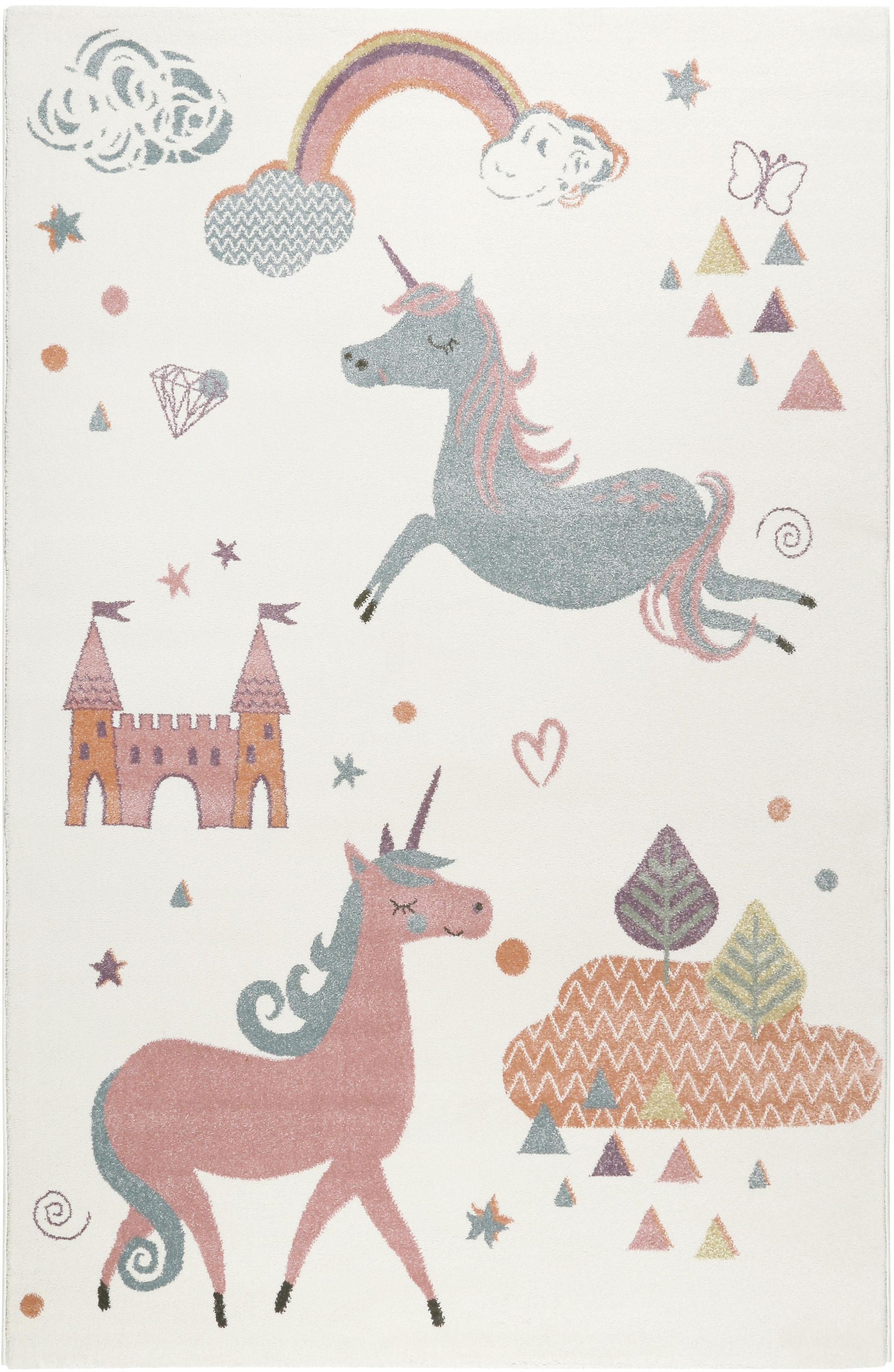 Esprit Kinderteppich »Sunny Unicorn  ESP-21974« rechteckig 13 mm Höhe Einhorn, Schloss, Motiv, Kurzflor