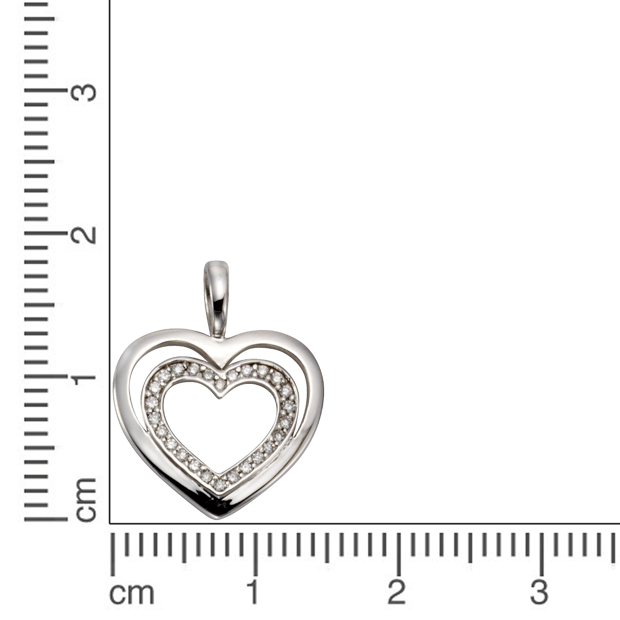 Orolino Anhänger Gold 585 Herz-Motiv mit 26 Brillanten zus. 0,11ct.