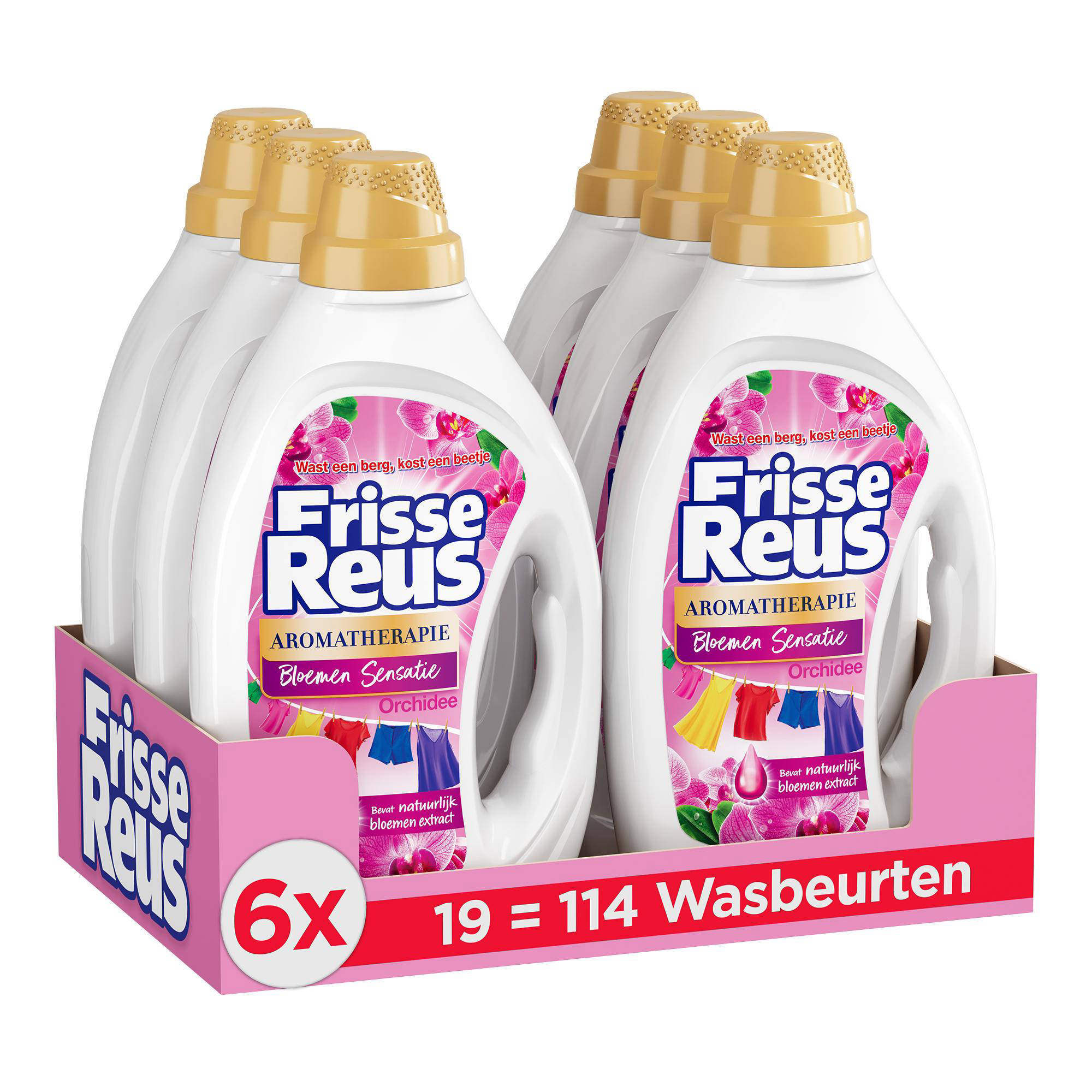 Witte-Reus Gel Orchidee - vloeibaar wasmiddel - Gekleurde Was - voordeelverpakking - 6 x 19 wasbeurten - 114 wasbeurten