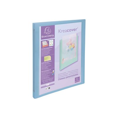 Exacompta Kreacover Pastel - Classeur 4 anneaux personnalisable - Dos 20 mm - A4 - pour 140 feuilles - disponible dans différentes couleurs