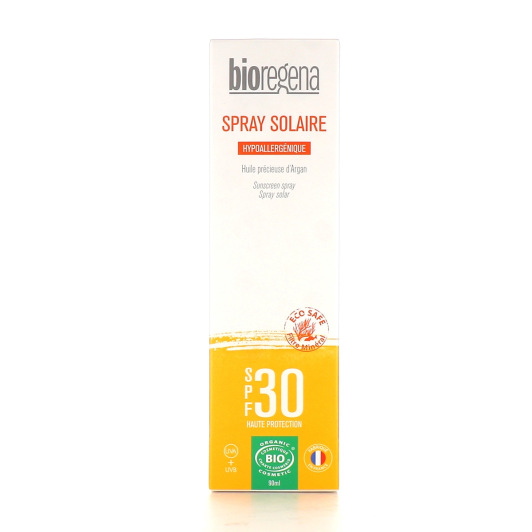 Spray solaire bio Bioregena - Filtre minéral anti UVA et UVB