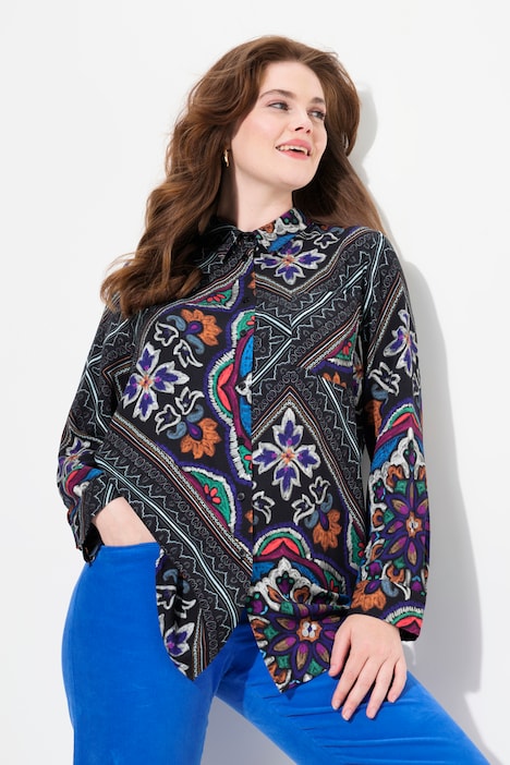 Hemdbluse, Mustermix, Hemdkragen, Langarm