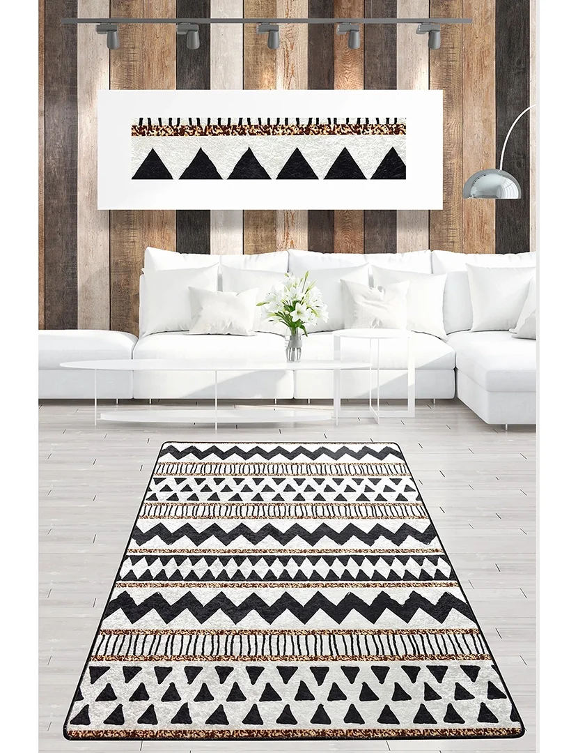 LINIE Rug 190x140cm Black and White