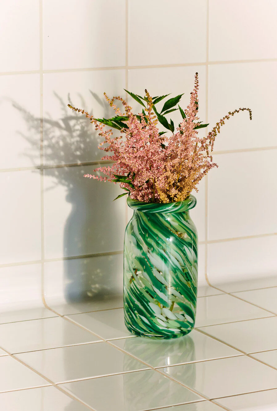 HAY  Splash Roll Neck vase, Green Swirl - Small