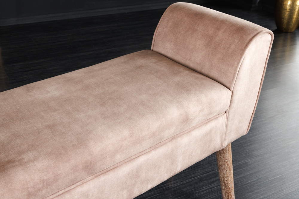 Design Sitzbank SCARLETT 90cm beige coffee Samt