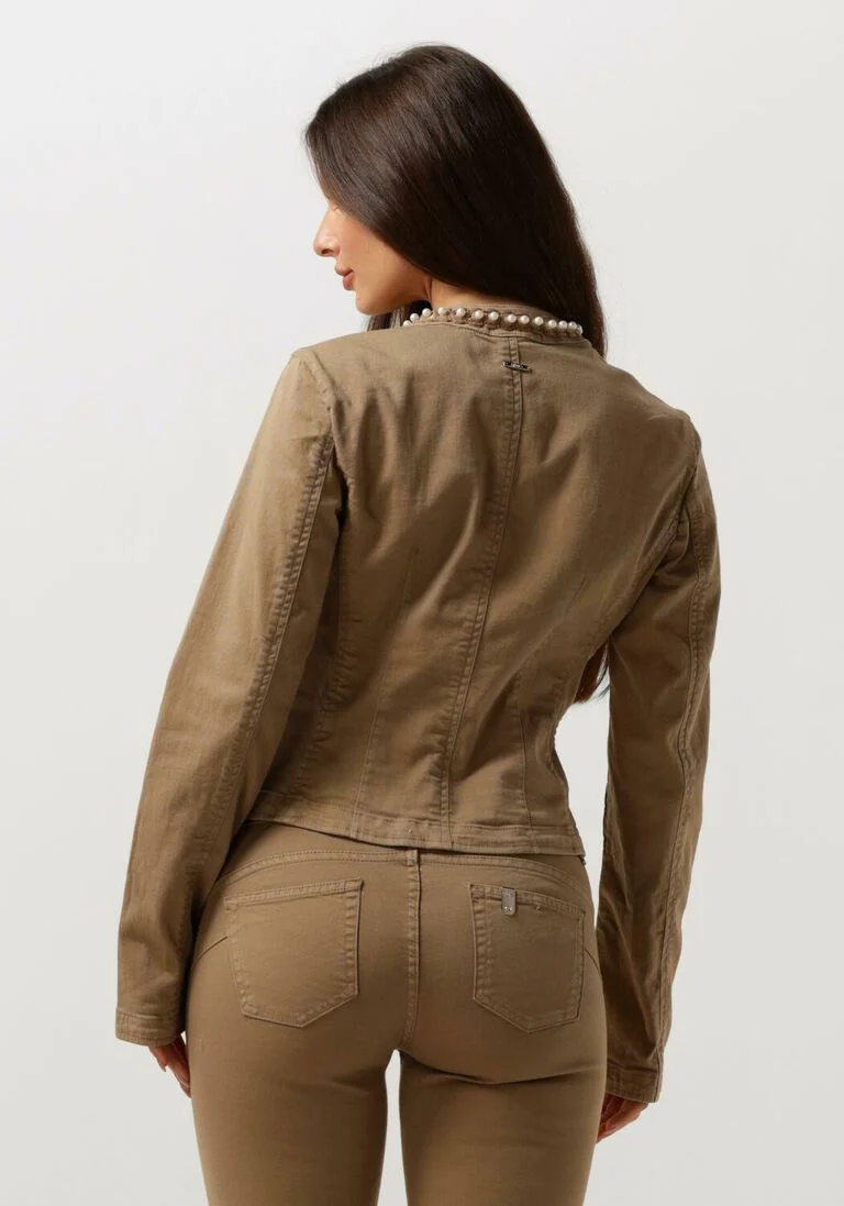 LIU JO beige liu jo jack drill stretch mix jacket