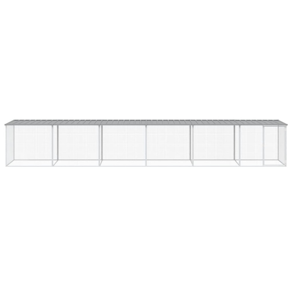 Poulailler avec toit gris clair 603x98x90 cm acier galvanisé