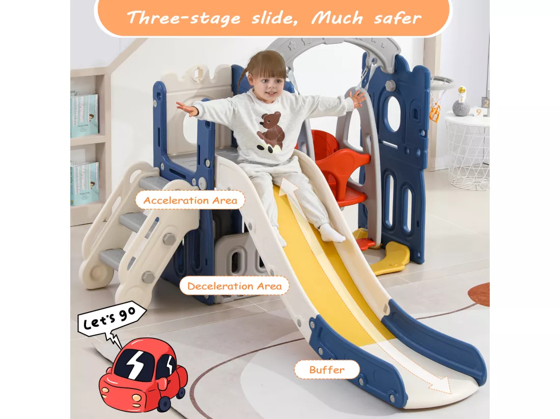 Toboggan et jeu d'escalade pour enfants, aire de jeux pour enfants 5 en 1, en polyéthylène haute densité