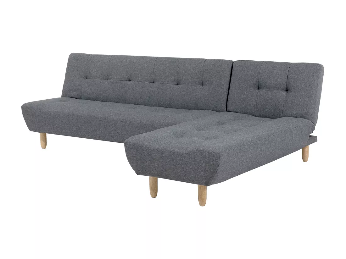 Canapé angle à droite convertible en tissu gris foncé 4 places ALSTEN