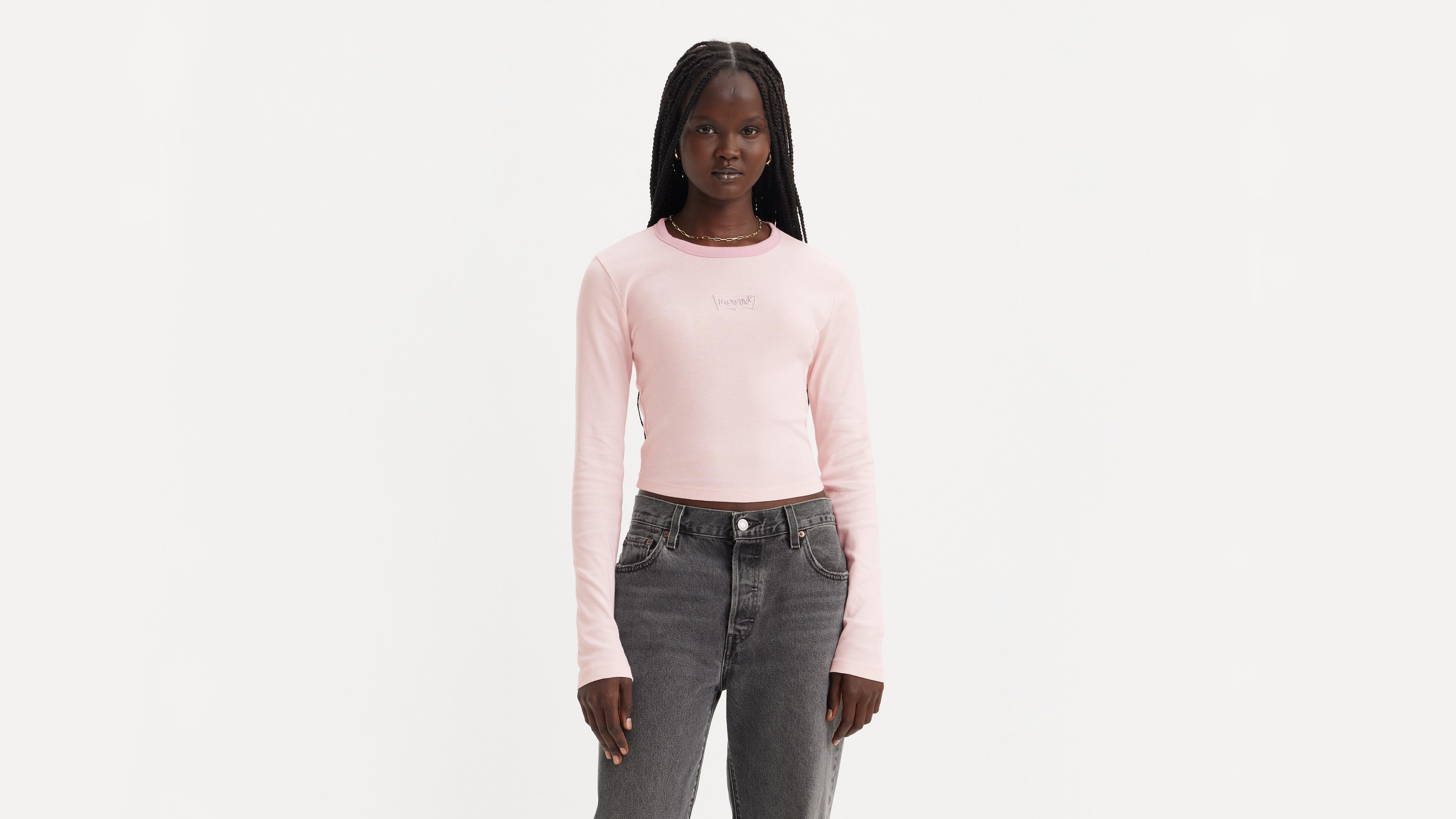 T-shirt manche longue graphique Mini Ringer - Chrome Outline Batwing Mauve Chalk - Rose