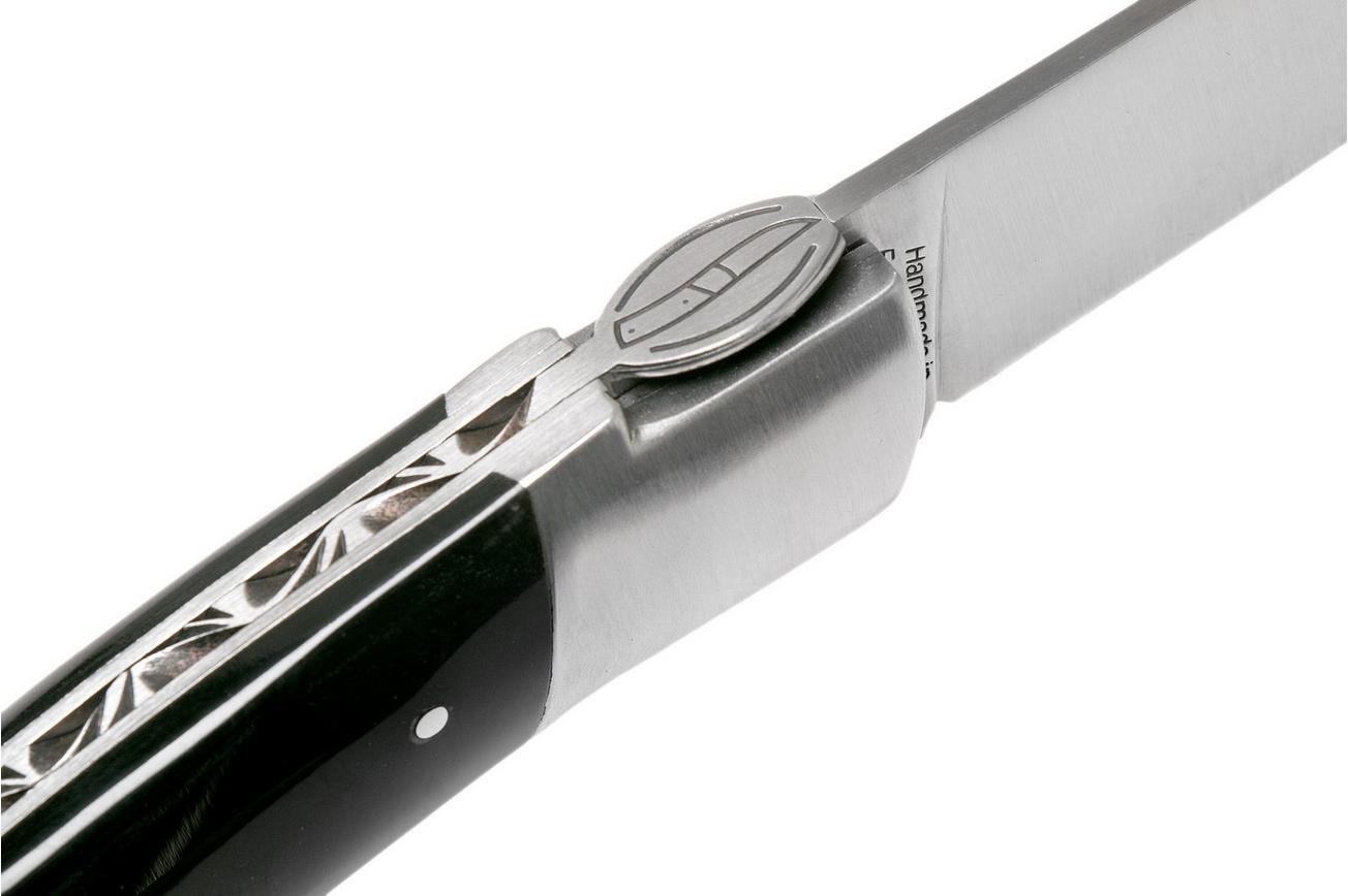 Le Thiers Gentleman zwart gepolijst buffelhoorn T9PCN zakmes by Fontenille Pataud
