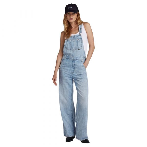 G-star Leg Dungaree Straight Fit Jumpsuit Azul S Mulher