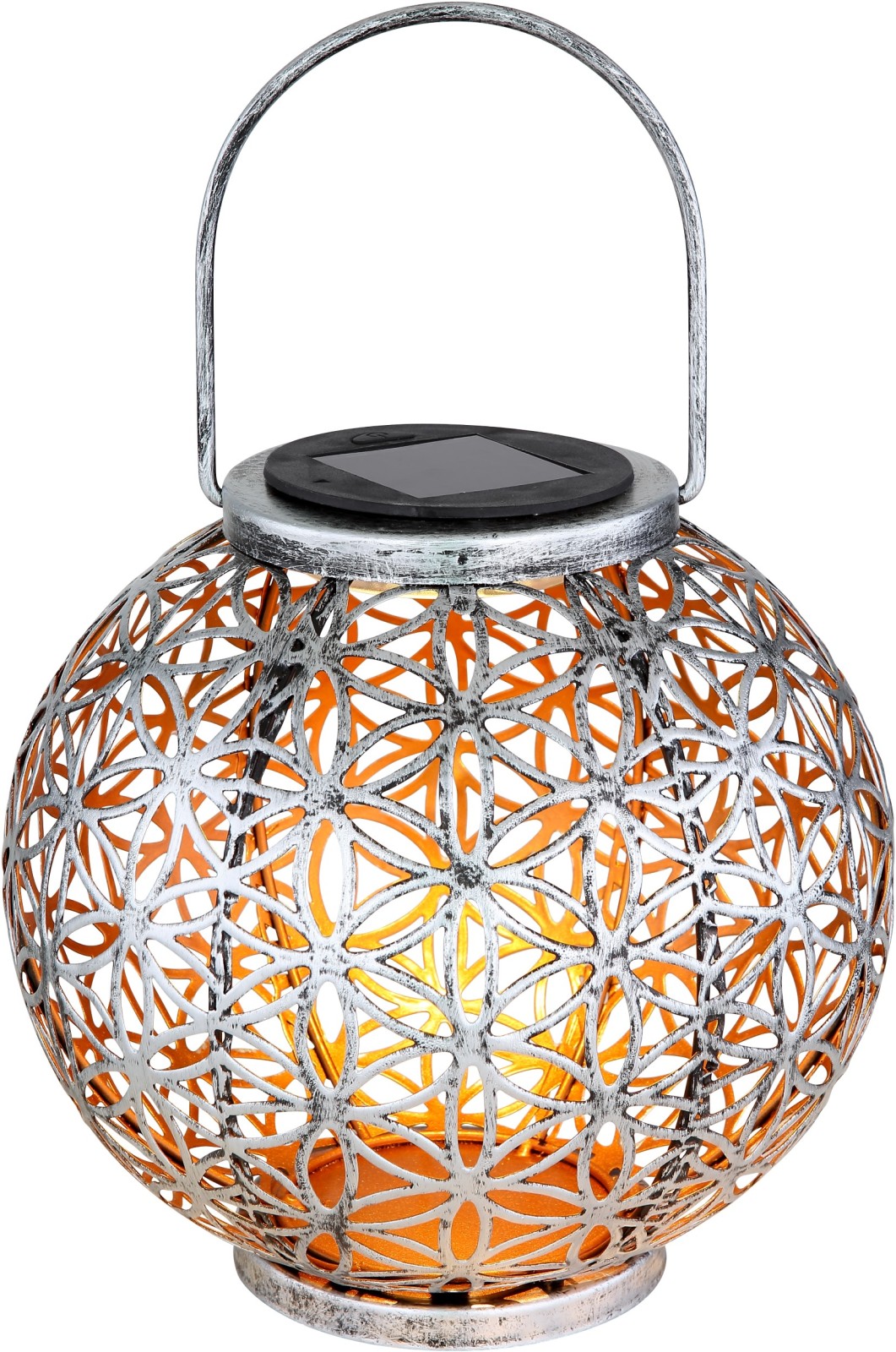 Solarleuchte - silberfarben antik - floral - 29 cm hoch