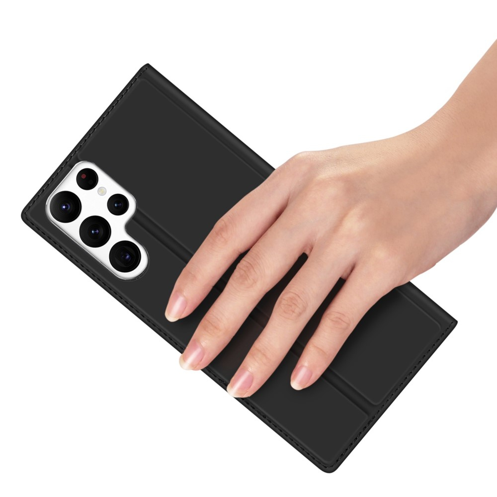 Samsung Galaxy S23 Ultra 5G Flip Wallet Cover Leder Tasche - Schwarz