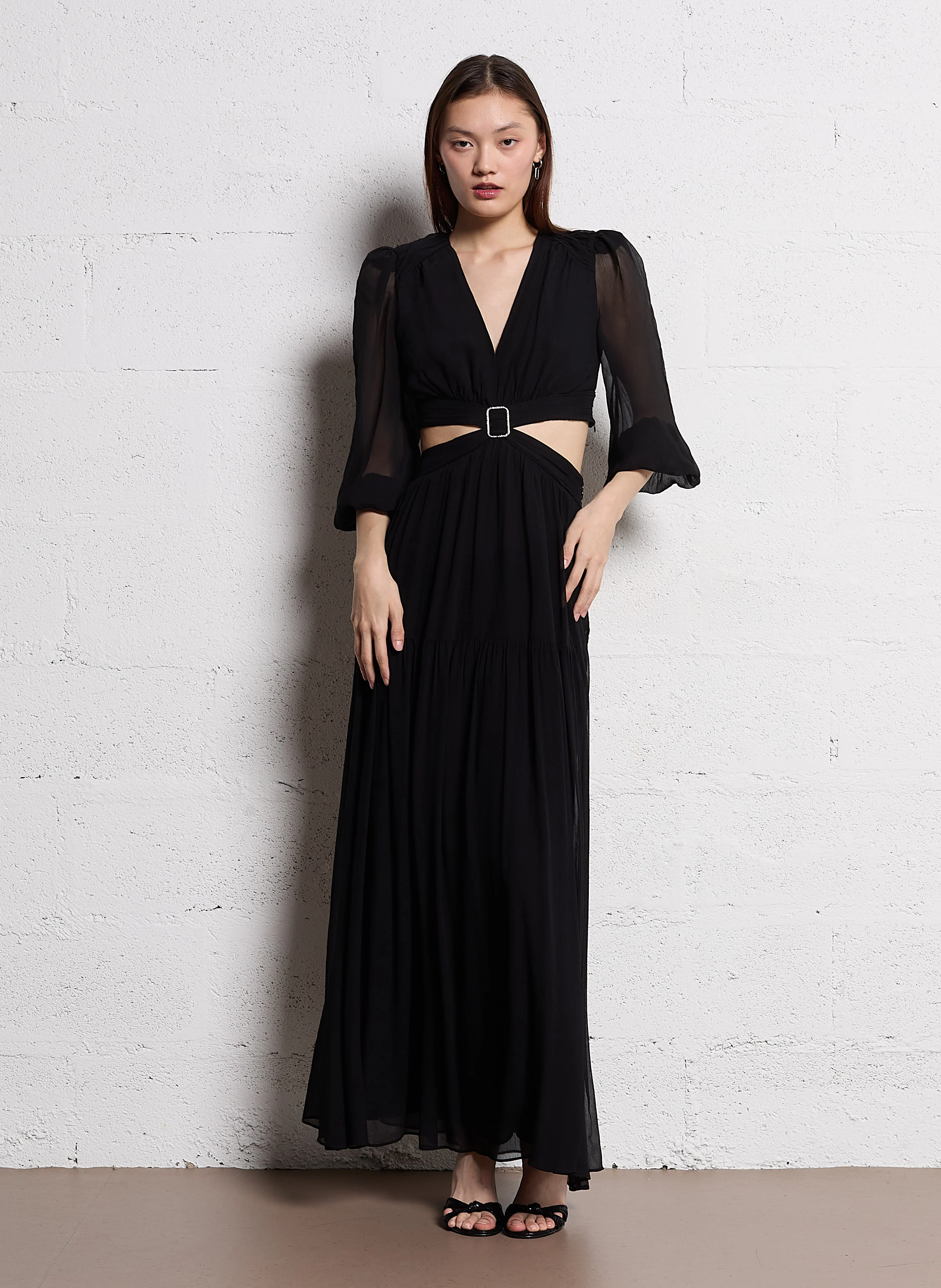 HARRY - Robe longue col V | Noir