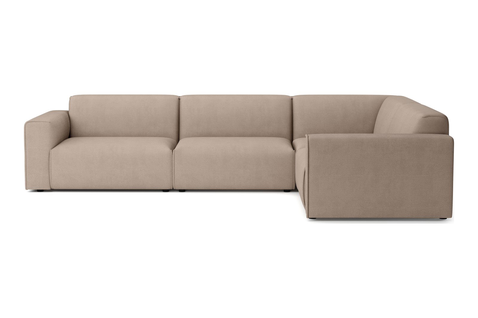 Monaco hjørnesofa 3/1,5 hjørnesofa. Tekstil Brego 34 Light Brown med sorte ben. Std komfort.
