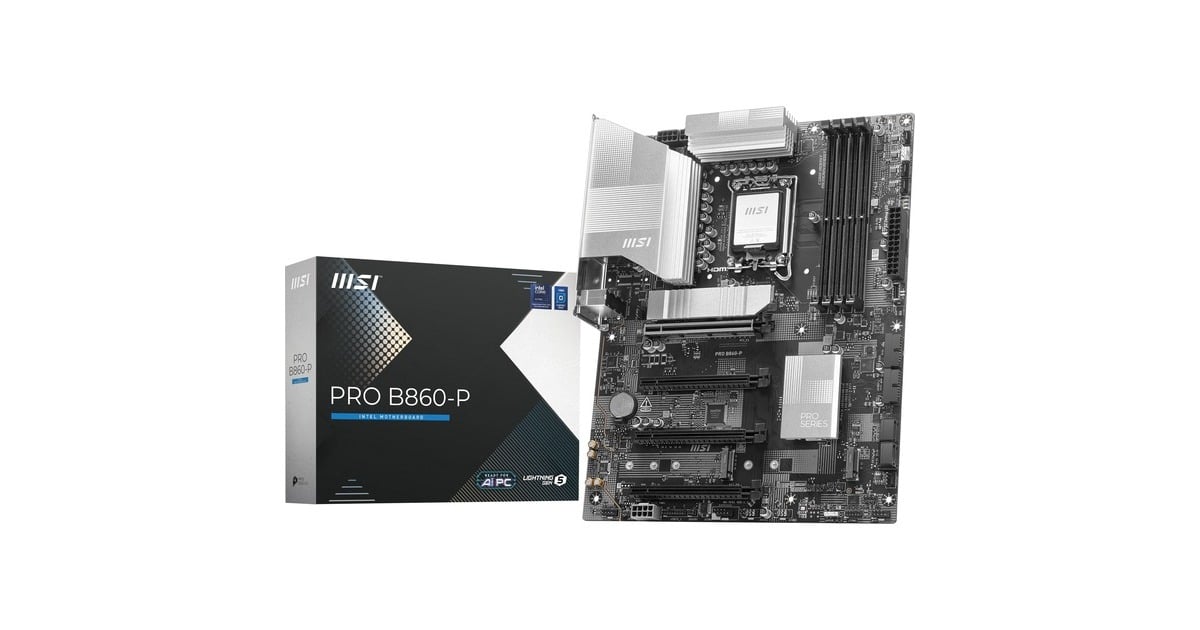 MSIPRO B860-P socket 1851 moederbord  (zilver, RAID, 5Gb-LAN, Sound, ATX)